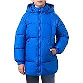 uideazone Boys' Winter Coat Medium Length Warm Hooded Puffer Jacket Down-like Cotton Waterproof Outwear 5-12Y
