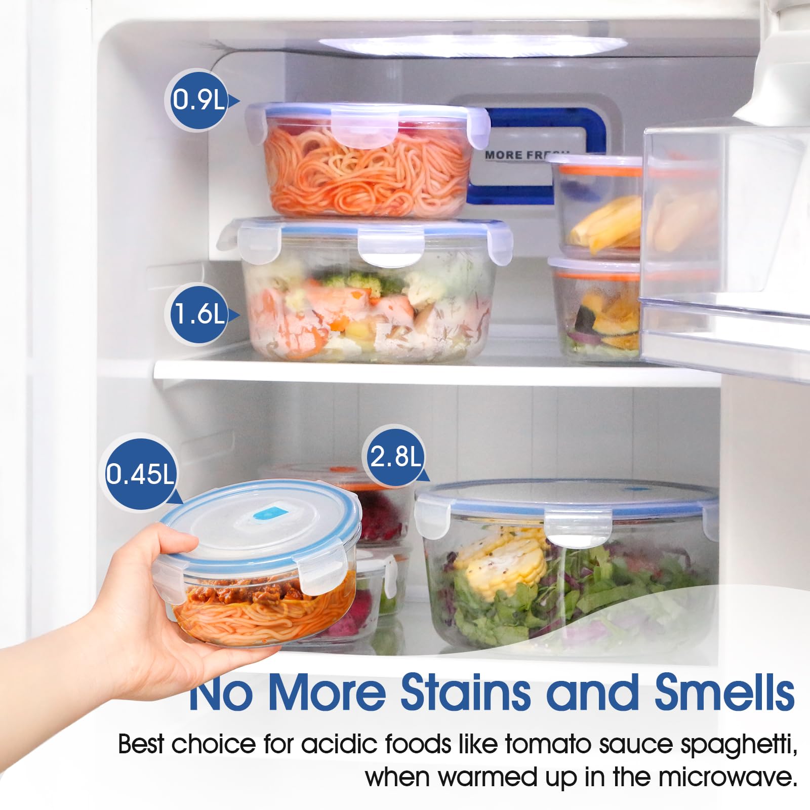 NUTRIUPS 2.8L Glasbehälter Mit Deckel, Rund Frischhaltedosen Mit Deckel, Große Meal Prep Boxen 6