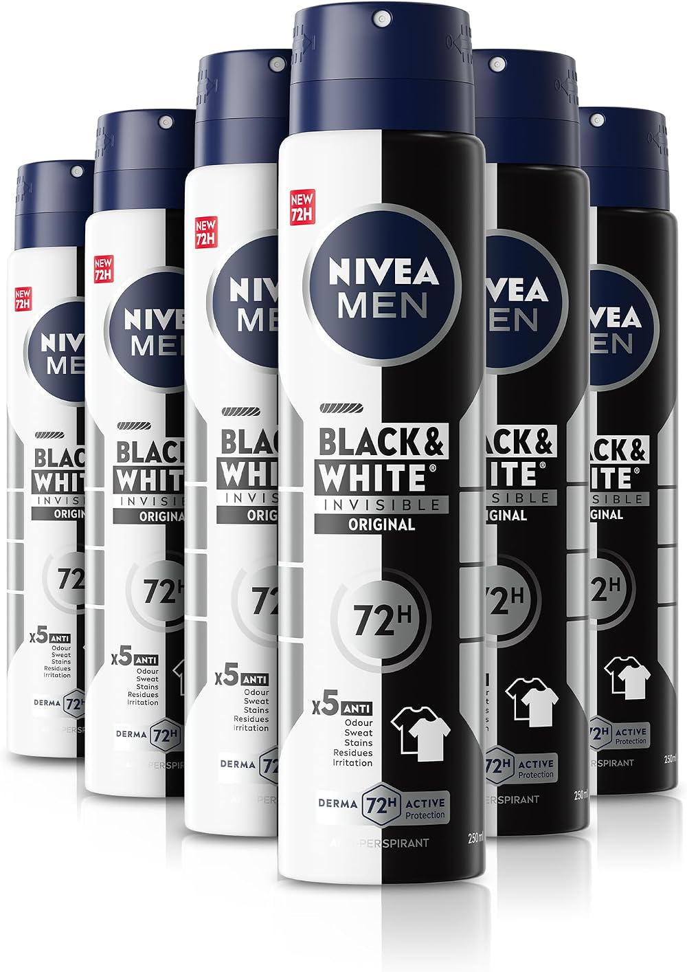 NIVEA MEN Invisible for Black & White Original Anti-Perspirant Spray 250ml x6