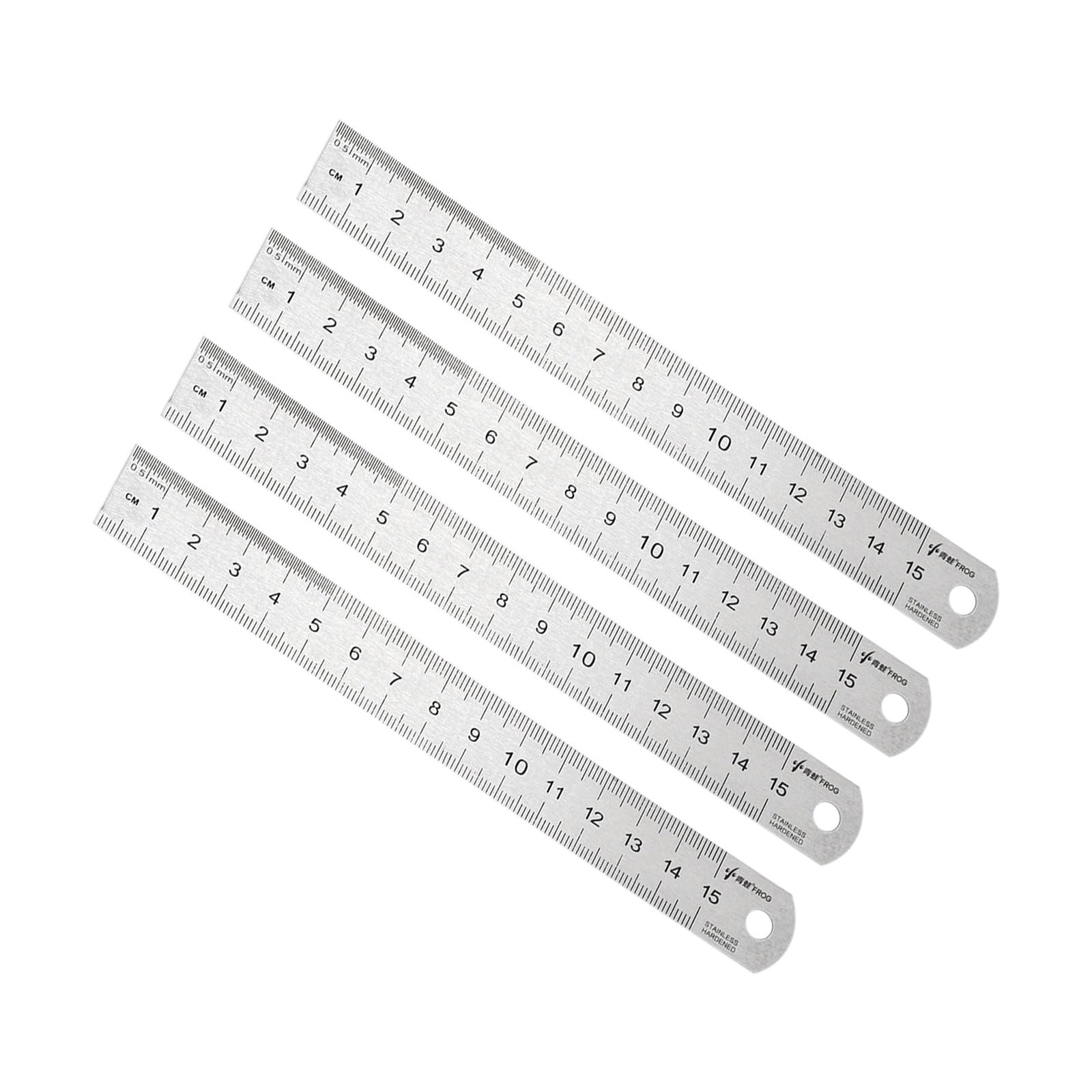 Kozelo 5pcs Stainless Steel Ruler - [6 Inch] Straight Edge Metal Measuring Tools for Architectural Design Use | Silver Tone
