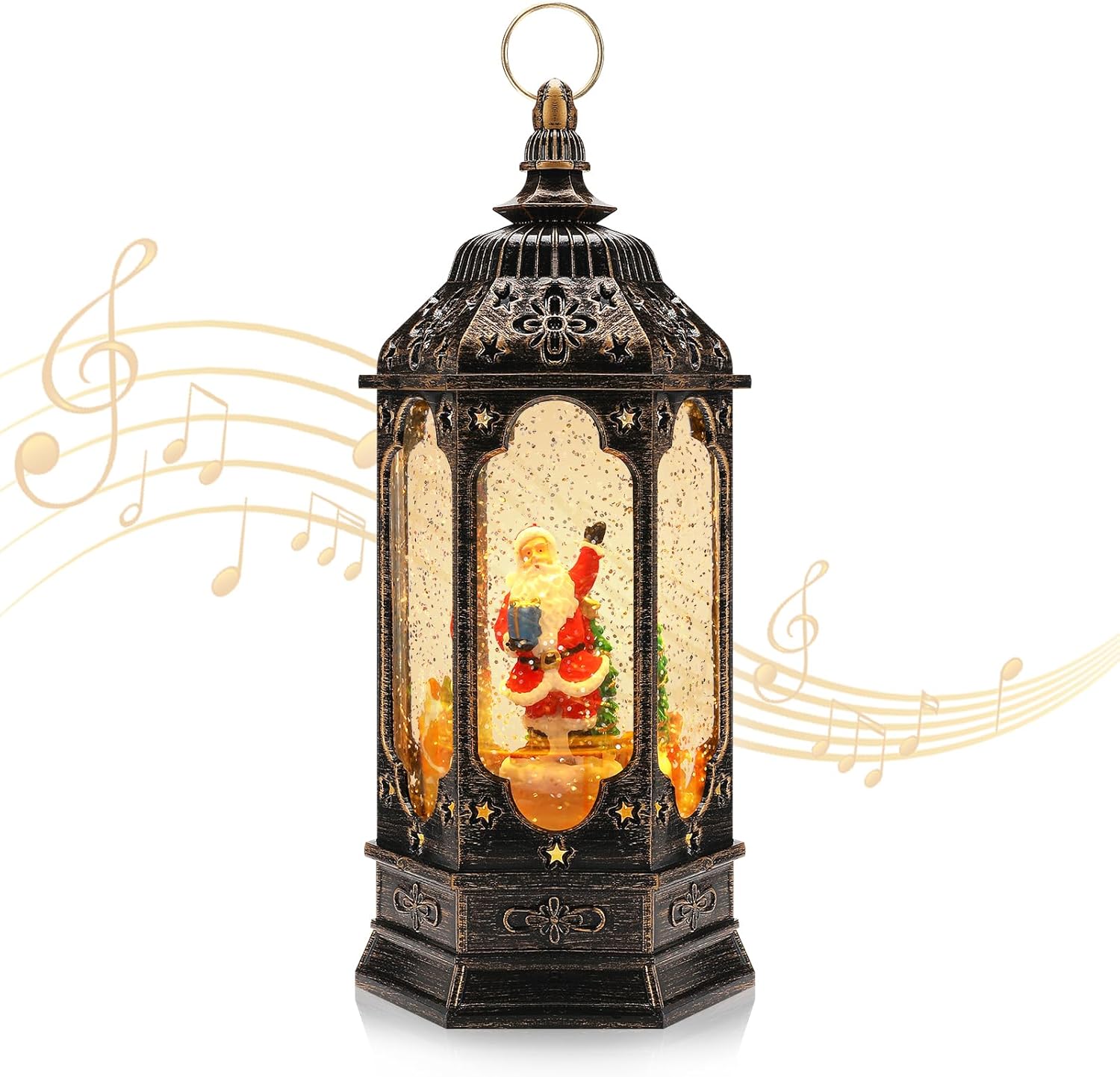 Snow Globes - ACETOP Light Up Christmas Snow Globe USB Plug-in/Battery Powered Musical Swirling Glitter Snowing Globes Spinning Water Lantern w/Rotating Scene/8 Songs/Santa Claus Decoration (Battery Excluded)