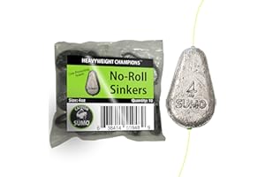 Catfish Sumo Flat No-Roll Lead Sinker Weights with Line-Protecting Inserts to Guard Against Damage in River