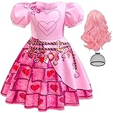 iTVTi Kids Rise Red Costume Girls Bridget Pink Princess Dress Younger Queen of Heart Cosplay Outfit for Halloween Party