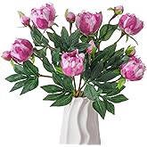 GAUIOGI 6Pcs Realistic Purple Red Artificial Peony Flowers,18.9 Inch Double Heads Silk Fake Peonies Flowers with Long Stem for Vase Arrangement,Wedding Centerpieces,Indoor Decor