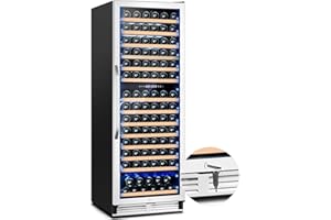 Velieta 180 Bottles Wine Fridge 24 Inch Dual Zone Wine Cooler Refrigerator Freestanding Wine Refrigerator with Glass Door and Safety Lock, Large Wine Cellar for Home, Office, Kitchen
