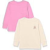Amazon Essentials Unisex Kids and Toddlers' Long-Sleeve Rib Cuff T-Shirt, Pack of 2