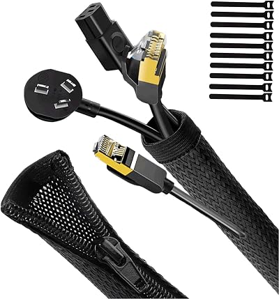 UPXDUMI Cable Tidy Zip Sleeve 1.2m 20mm Loom Tube Wire Wrap Protector + 10 Ties