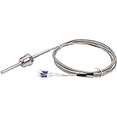 Waterproof RTD PT100 Temperature Sensor - Jaybva Thermistor Probe for PID Temperature Controller 3 Wire Stainless Steel NPT1/2" Pipe Thread with Insulation Lead Shield Wire -50~500℃