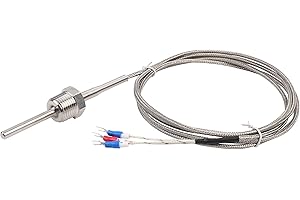 Waterproof RTD PT100 Temperature Sensor - Jaybva Thermistor Probe for PID Temperature Controller 3 Wire Stainless Steel NPT3/4" BSPT 1/2" Pipe Thread with Insulation Lead Shield Wire -50~500℃