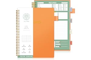 Recipe Book to Write in Your Own Recipes, Sprial Personal Blank Recipe Book, ALLTREE Blank Recipe Notebook with 15 Tabs for F