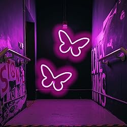 2 Pieces Butterfly Neon Signs, Butterfly LED Neon