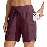 Willit Women's 7" Athletic Running Long Shorts Workout Hiking Shorts Quick Dry High Waisted Active Zipper Pocket