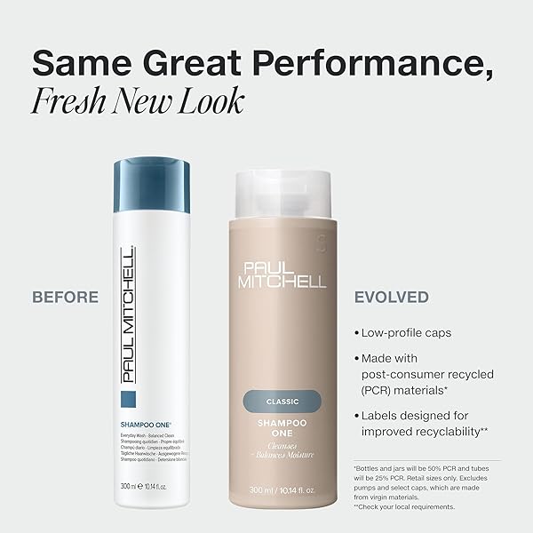 PAUL MITCHELL SHAMPOO ONE, CLEANSES + BALANCES MOISTURE, FOR ALL HAIR TYPES, 3.4 FL. OZ.