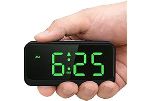 Srubambi Battery Operated Small Alarm Clock: Digital Compact Large Display Cordless Clock for Bedroom Travel - Simple to Use 
