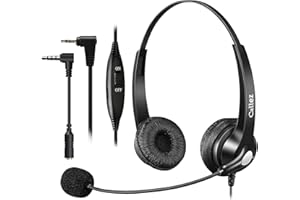 Callez Cordless Phone Headset with Noise Cancelling Mic & Volume Controls, 2.5mm Telephone Headphone Compatible with Panasoni