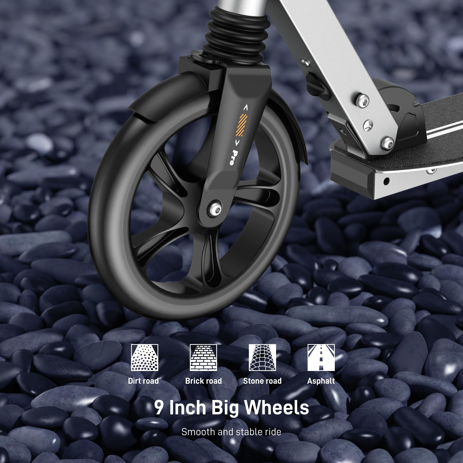 WAYPLUS Kick Scooter for Ages 6+,Kid, Teens & Adults. Max Load 240 LBS. Foldable, Lightweight, 8IN Big Wheels for Kids, Teen and Adults, 4 Adjustable Levels. Bearing ABEC9
