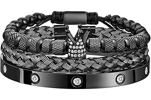 ZNBOH Stainless Steel Bracelets for Men Gold Roman Numeral Bangle Bracelet Adjustable Cuff Bracelet Twisted Cable Bracelet Luxury Roman Royal Crown Charm Jewelry Gifts