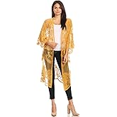 Anna-Kaci Floral Crochet Lace Cardigan for Women Beach Cover Ups Dress Kimono
