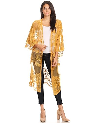 Anna-Kaci Floral Crochet Lace Cardigan for Women Beach Cover Ups