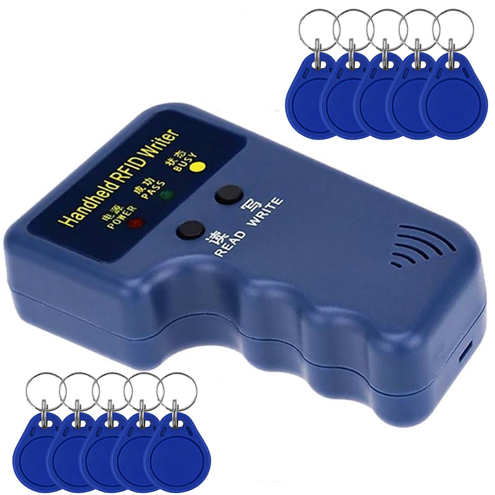Photo 1 of RFID Handheld 125khz Key fob Smart Reader Writer Copier with 10pcs Writable T5577 Key Cards