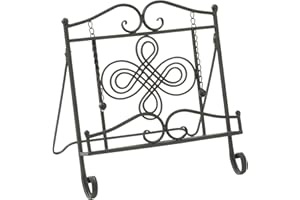 TRIPAR Swirl Design Black Metal Cookbook Stand for Cookbooks, Recipe Holders, Tablets, Catalogs, Portable, Adjustable, Free S