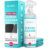 EVEO&reg; TV Screen Cleaner Spray (Streak-Free) TV Screen Cleaner for Smart TV, LCD, LED, OLED | Computer Screen Cleaner Spray and Wipe Microfiber Cloth for TV, Monitor, Laptop, iPad, Car, Tesla &amp; More