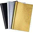 CHRORINE 50 Sheets Tissue Paper Gold Silver Black Wrapping Paper Bulk for Graduation Wedding Birthday DIY and Craft Decor