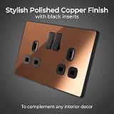 BG Electrical Evolve Double Switched Power Socket Polished Copper 13A PCDCP22B view 2