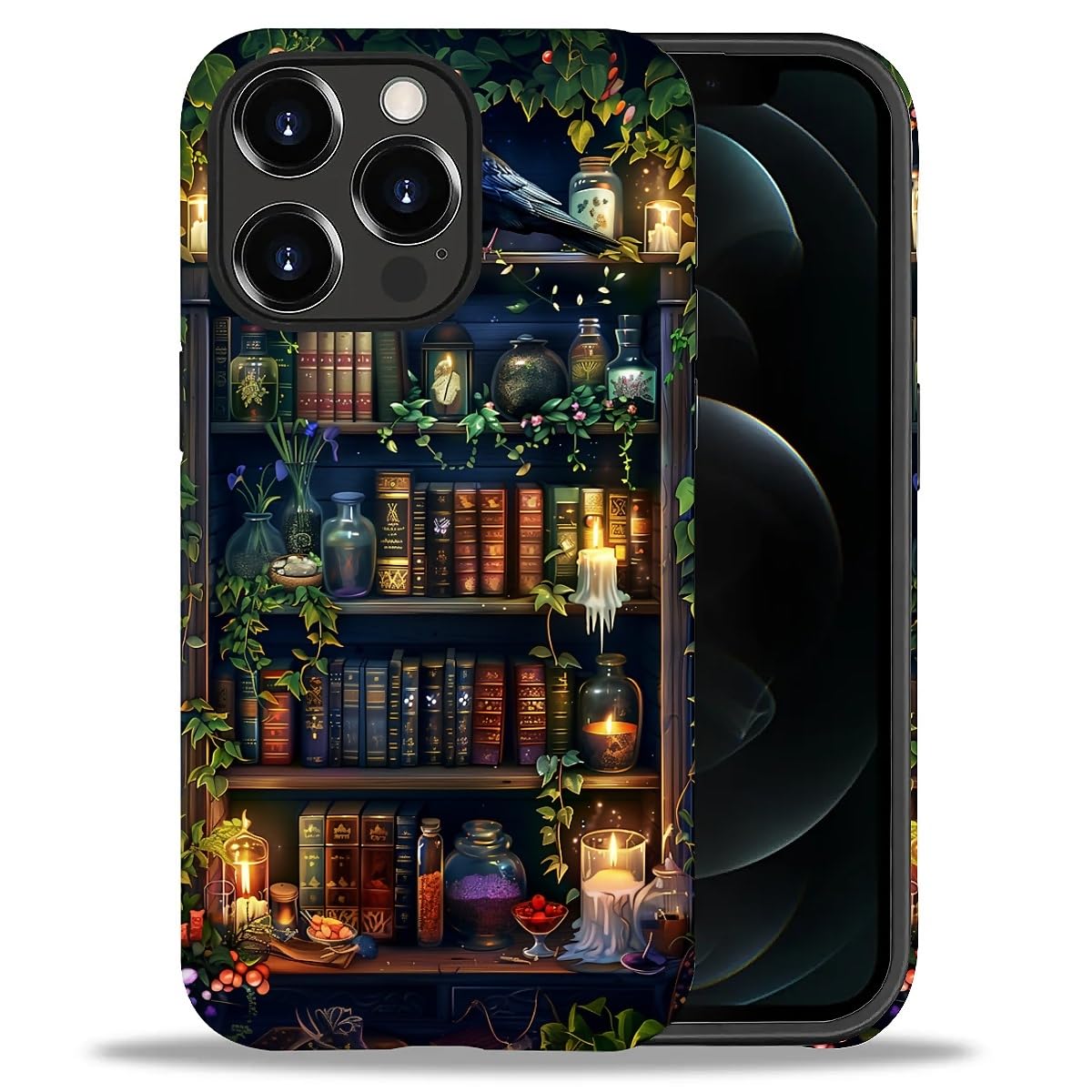 DAIZAG Compatible with iPhone 12 iPhone 12 Pro Case,Book Lover Bookshelf Full Pattern Plastic Soft TPU,Double Protection Corner Case for iPhone 12 iPhone 12 Pro