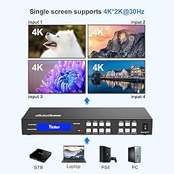 Yinker 4K HDMI Matrix Switch 4x4, 4K@30Hz HDMI