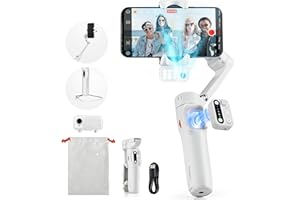 hohem iSteady V3 Gimbal Stabilizer for iPhone, Phone Gimbal with Magnetic AI Tracker, 3-Axis Gimbal Built-in Extension Rod, Tripod, Fill Light, Phone Stabilizer for Video Recording, YouTube, White