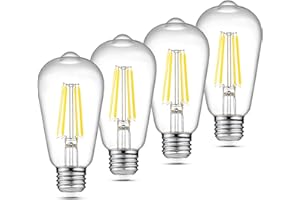 Ascher LED Edison Bulbs 6W, Equivalent 60W, High Brightness Cool White 4000K, 700 Lumens, ST58 Vintage LED Filament Bulbs wit