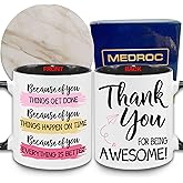 MEDROC Thank You Gifts for Women - Coffee Mugs Ceramic 11oz with Coaster, Appreciation Gift for Coworker Friends Teacher Nurse Staffs Employees Boss Mentor Leader, Leaving Farewell Retirement Cups