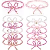 Tondiamo Coquette Bow Party Favors Bow Beads Bracelets for Women Cute Boho Small Handmade Elastic Friendship Bracelets for Quinceanera Birthday Party Favors