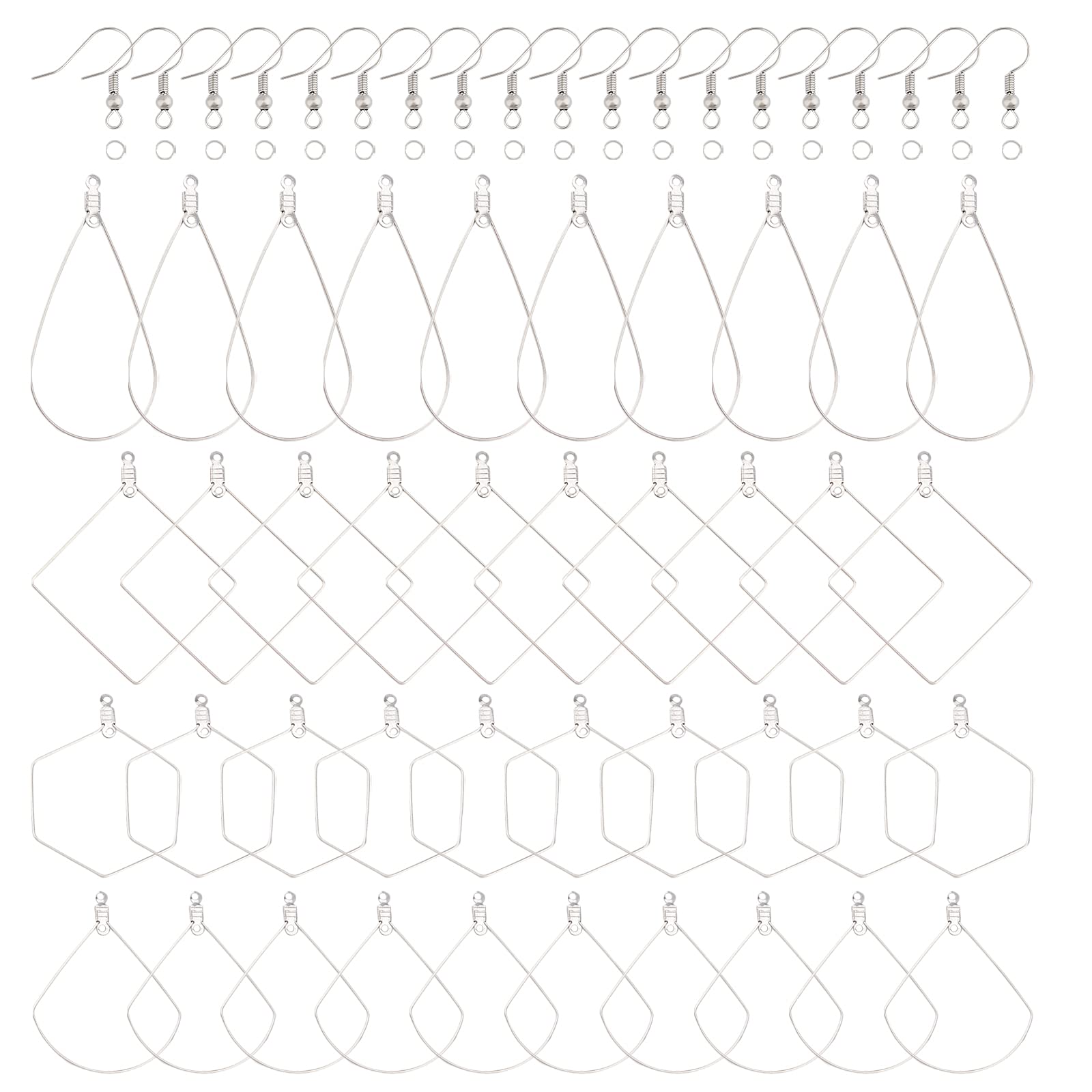 UNICRAFTALE About 120pcs 4 Types Hoop Earring Finding Stainless Steel Earring Hooks with Jump Rings Hoop Earring Making Kits for DIY Earrings Jewelry Making