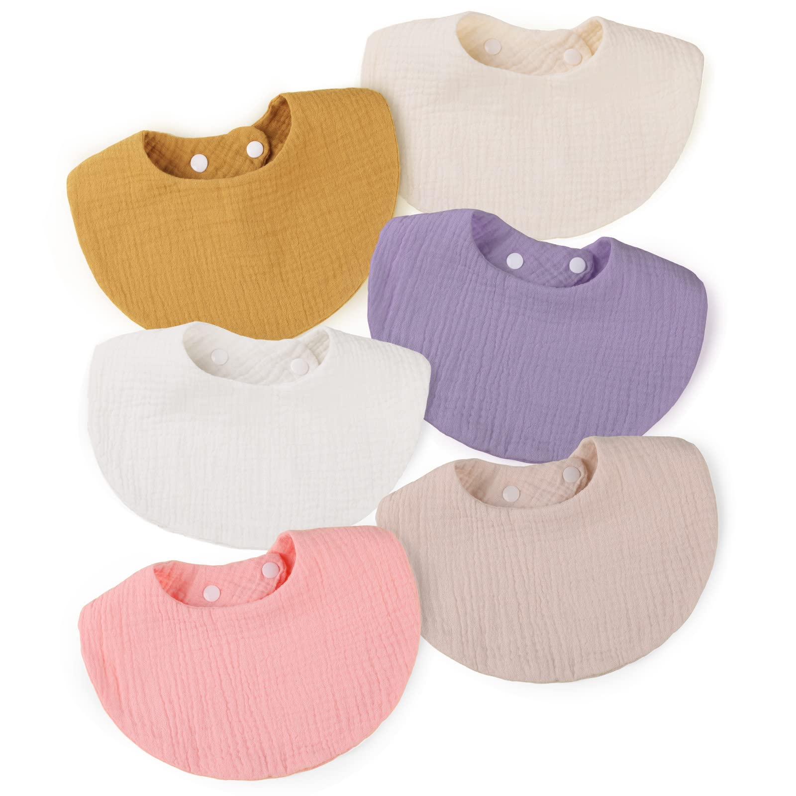 WD&CD 6 Pcs Baby Bibs with 2 Adjustable Button, Soft and Absorbent Baby Drool Bibs for Boys Girls (A)