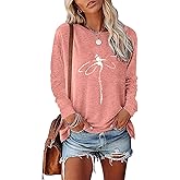 BAOKUAN Women's Dragonfly Trendy Graphic Long Sleeve Shirts Basic Tee Fall Winter Loose Cozy Cute Pullover Tops