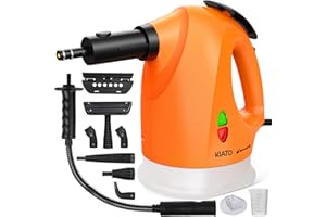 Kiato Handheld Steam Cleaner, Upholstery Steamer for Cleaning, 10 in 1 Steamer with Continuous Steam Lock, 120℃ Pressurized, for Couch, Furniture, Grout, Tile, 400ml/13.5oz