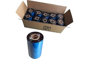 (10 Rolls) 4.33'' x 984' Premium Resin Enhanced Wax Ribbon, 110mm x 300m Black Thermal Transfer Ribbon, Barcode Thermal Label