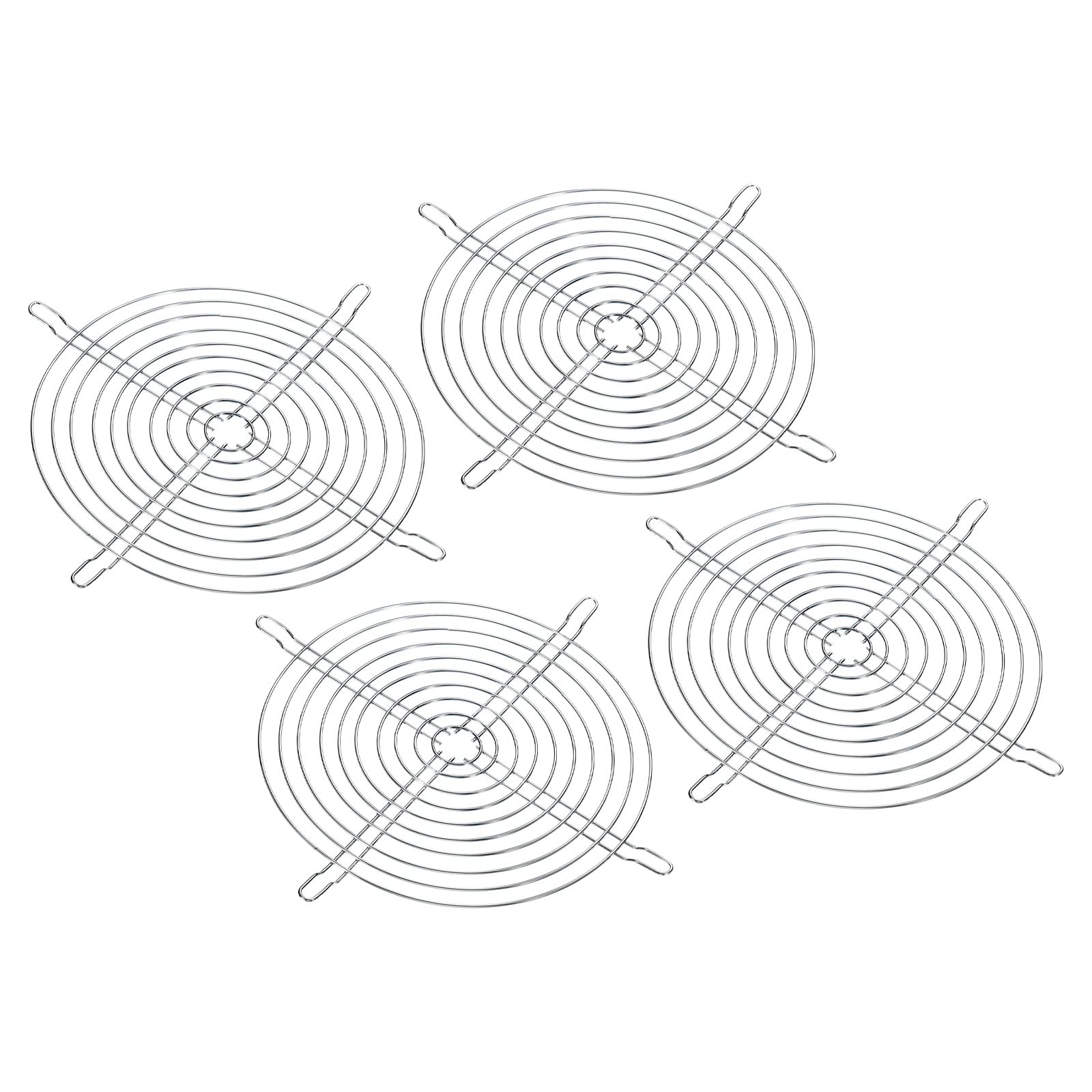 PATIKIL 200mm Fan Finger Grill, 4 Pack Metal Grill Protector Guard for 200X200mm Fan Protective Cover DIY, Silver