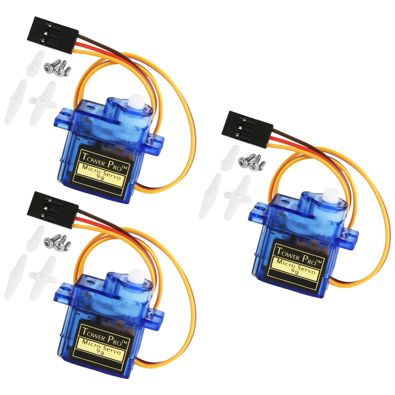 HOTUT 3 Pcs Digital Servo Motor Kit, Metal Gear High Speed Torque Digital Servo Motor, Steering Servo Motor, 180° RC Micro Servo Motor for RC Helicopter Airplane Car Boat Robot Controls