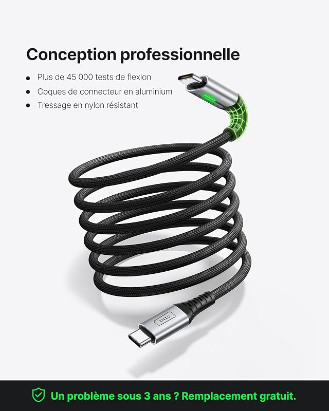 240W Cable USB C vers USB C, [2-Pack 2m] PD3.0 Câble USBC Type C