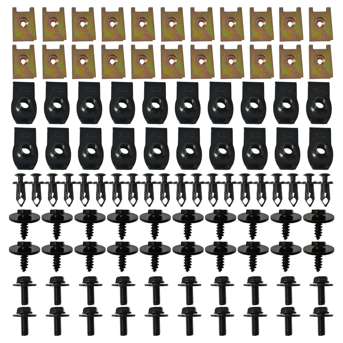Photo 1 of 100PCS Automotive Screws and Bolts, Car Body Bolts for Engine Under Cover Splash Shield Guard, Fenders Liner Push Retainer Auto Bumper Clips, Plastic Rivet Fasteners U-Nuts Kit