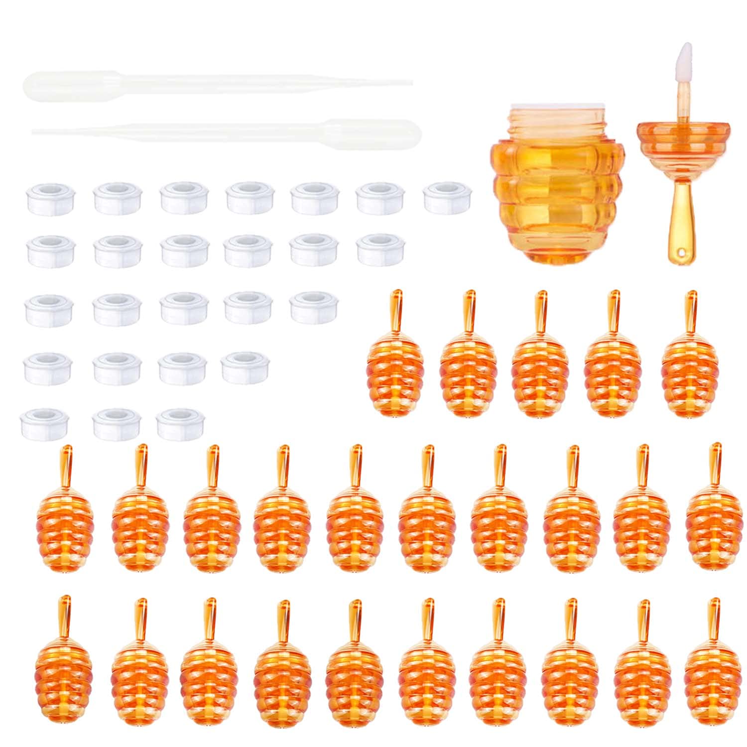 25 Pieces Honey Comb Shaped Lip Gloss Tube 5ml Empty Plastic Lip Gloss Tube, Mini Clear Refillable Lip Balm Container with 2 Pcs Plastic Funnels for Women Girls, Brown,