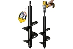 K-Brands Auger Drill Bit for Planting – 4 x 12 Inch - Garden Spiral Hole Drill Planter for Bulb Planting, Bedding Plants, Umb