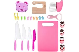 23 Pcs Montessori Kitchen Tools for Toddler Knife Kids Knife Set for Real Cooking Wooden Plastic Children Cooking Knives with