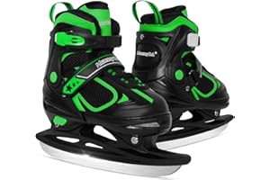 MammyGol Adjustable Ice Skates for Kids Youth Tean Hockey Lace-Up Boys or Girls Ice Skate for Beginner Age 4-12 Blue Black Teal Green