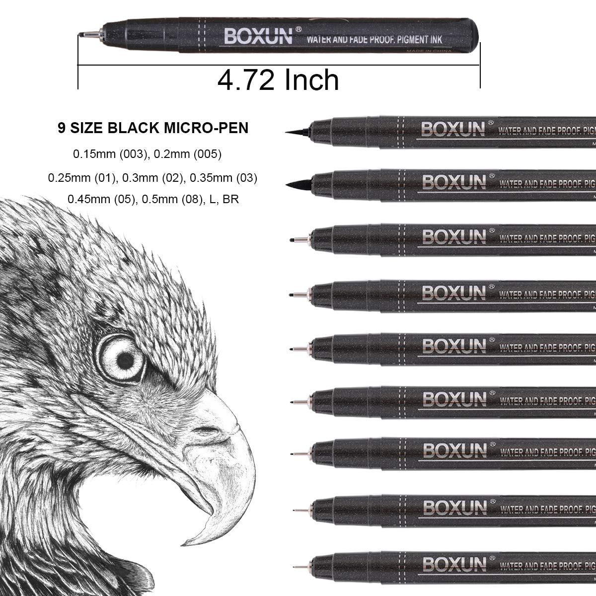 Mua BOXUN Professional Black Fineliner Pens, Ink Drawing Pens - Set of ...