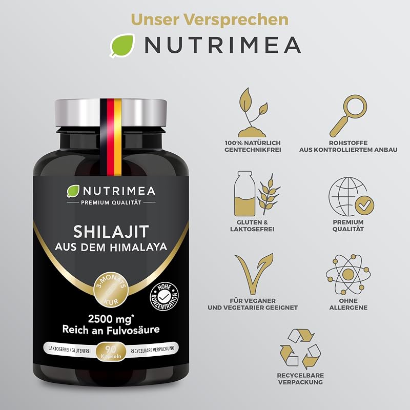 Shilajit Kapseln | Original Himalaya Hochdosiert, 2500mg | Nutrimea