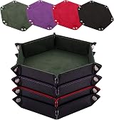 SIQUK 4 Pieces Dice Tray Hexagon Folding PU Leather Velvet RPG DND view 1